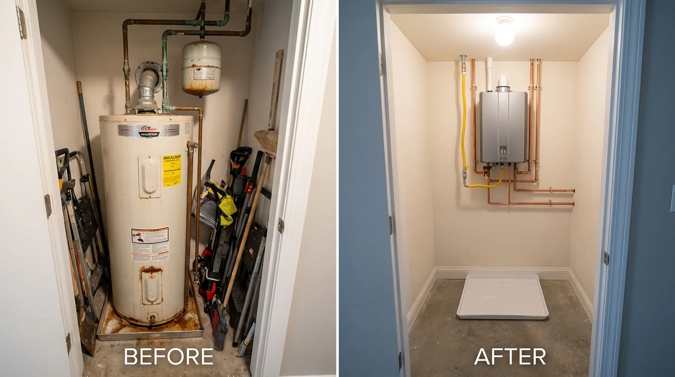 Tank water heater versus wall-mounted tankless unit comparison for Thayer, MO homeowners